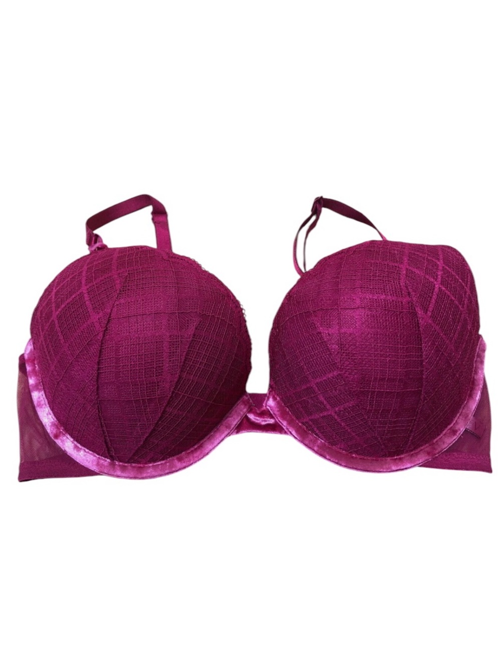 Victoria's Secret Very Sexy Deep Plunge Push-Up Textured T-Shirt Bra in fuscia